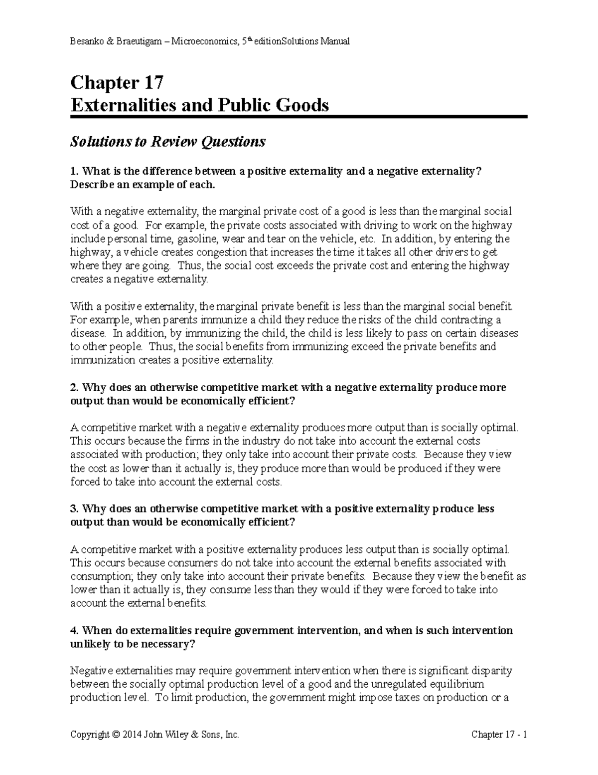 Ch17 - Externalities and Public Goods Review Solutions - Studocu
