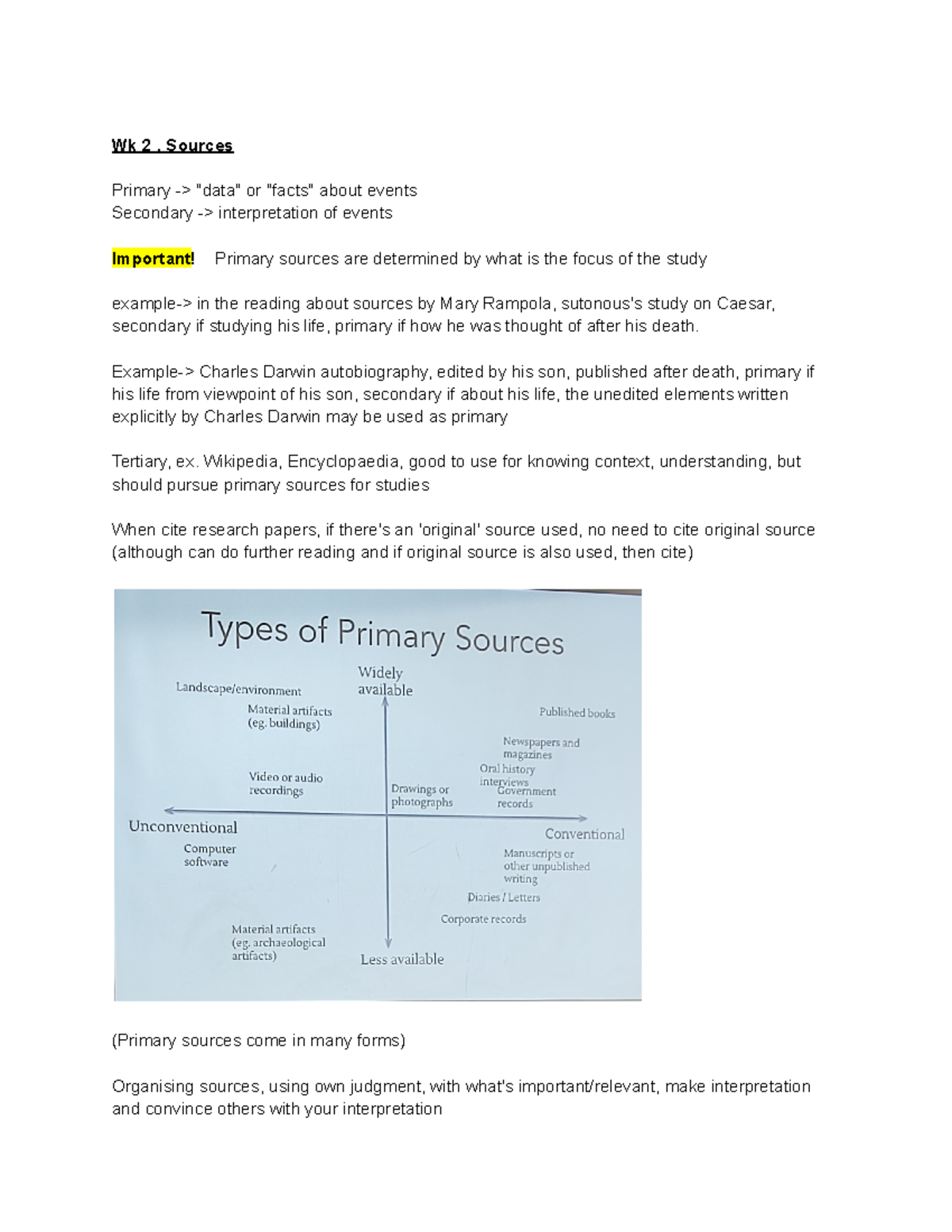 HH1001 Notes 2 - Understanding Primary and Secondary Sources - Studocu