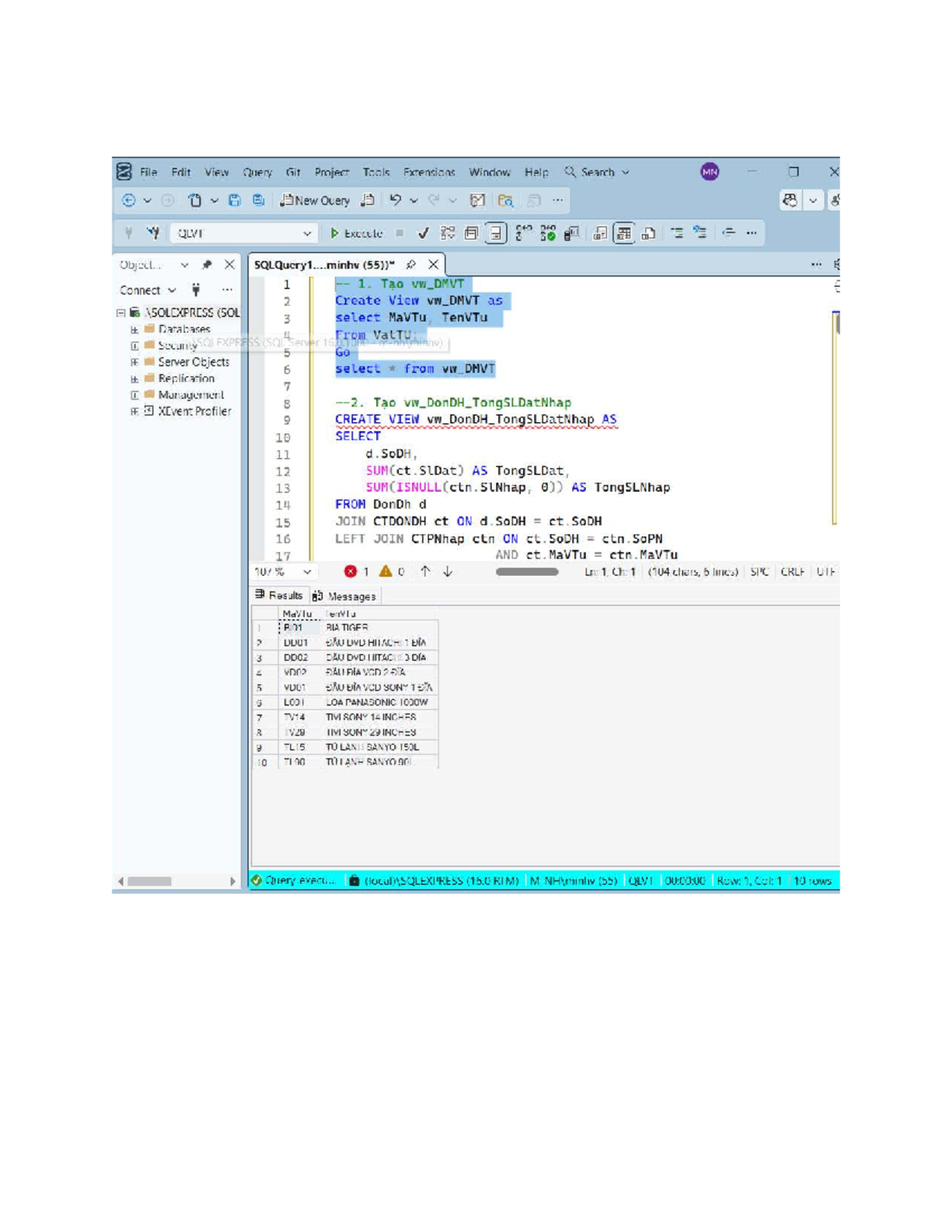SQL Views Creation and Queries - QLVT Final Exam Notes - Studocu