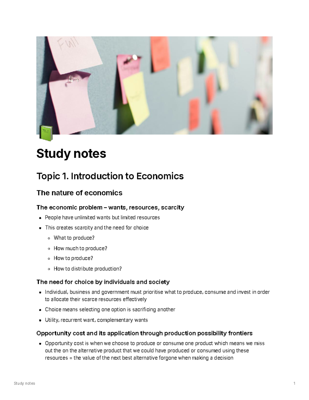Economics Prelim Study Notes: Introduction to Key Concepts and Theories ...