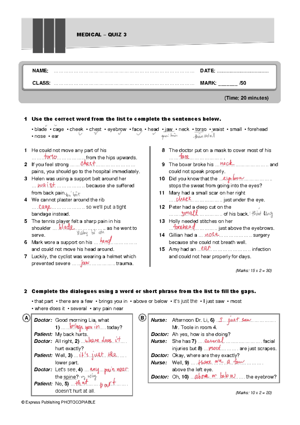 Medical Quiz 3 - Practice Questions and Answers - Studocu