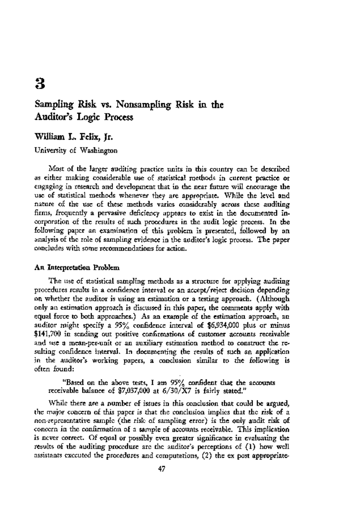 Statistical Methods in Auditing: Sampling vs. Nonsampling Risks - Studocu