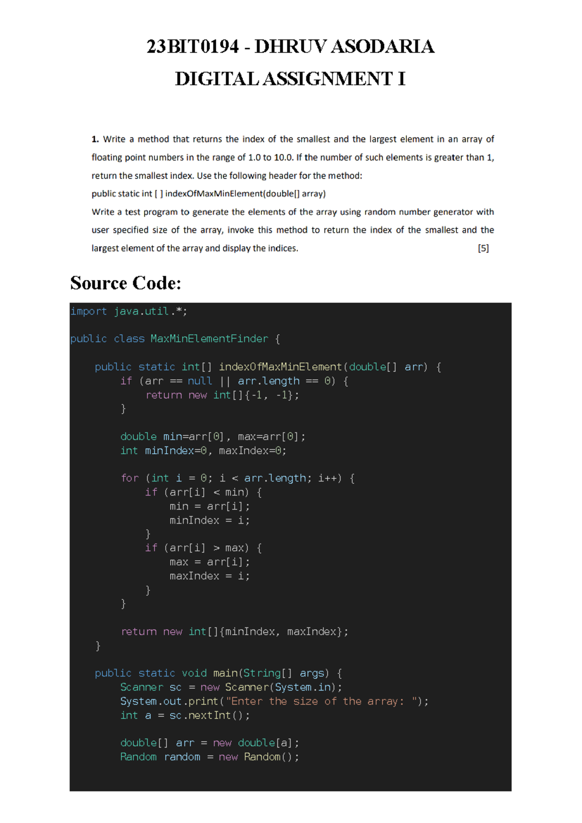 DA1 - Java Assignment Bimal Kumar Ray VIT - 23BIT0194 - DHRUV ASODARIA ...