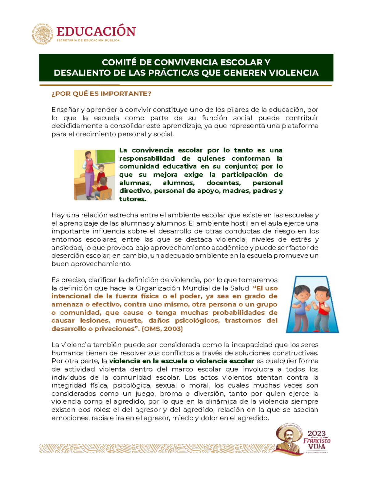 Convivencia Escolar y Prevención de Violencia 2023 - Studocu