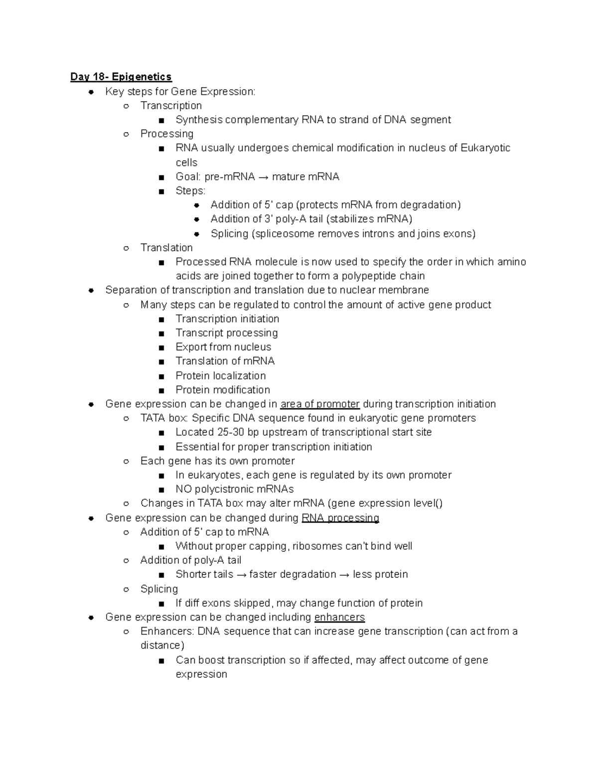 Genetic & Molecular Biology Notes: Key Concepts in Gene Expression and ...