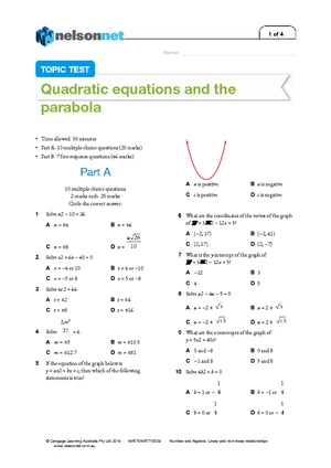 MAT10NATT10047 - Topic Test: Equations and Logarithms Summary - Studocu