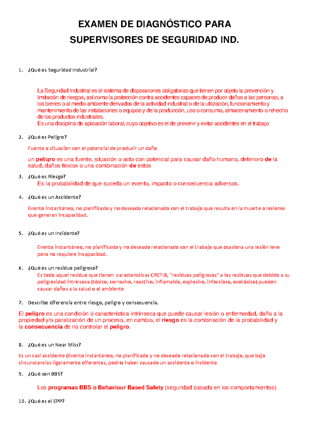 Examen Final de Seguridad Industrial para Supervisores (SI-101) - Document Preview