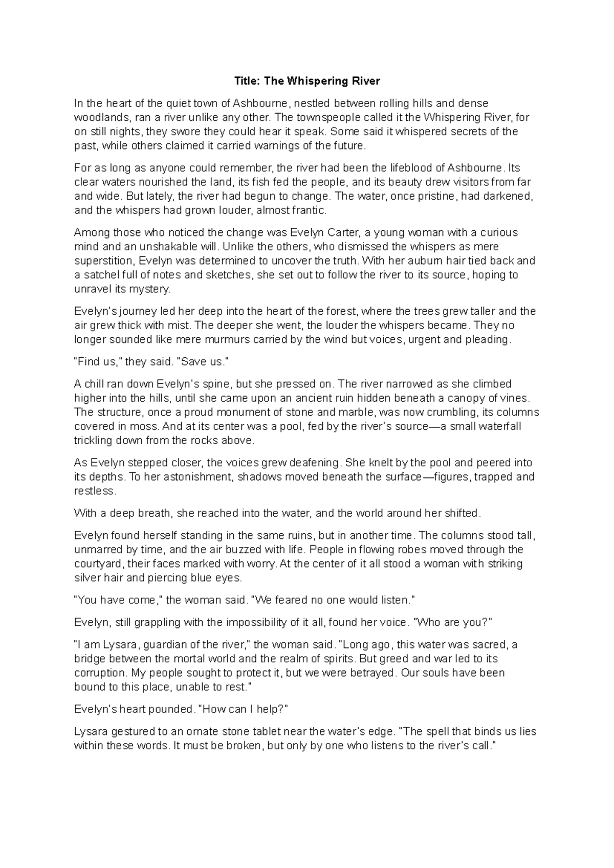 The Whispering River A Journey Through Time and Secrets Studocu