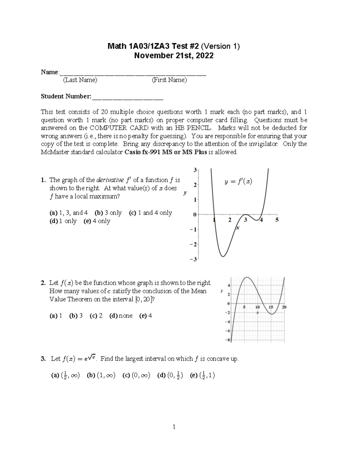 Math Test 2 (Version 1) - November 21, 2022 - Studocu