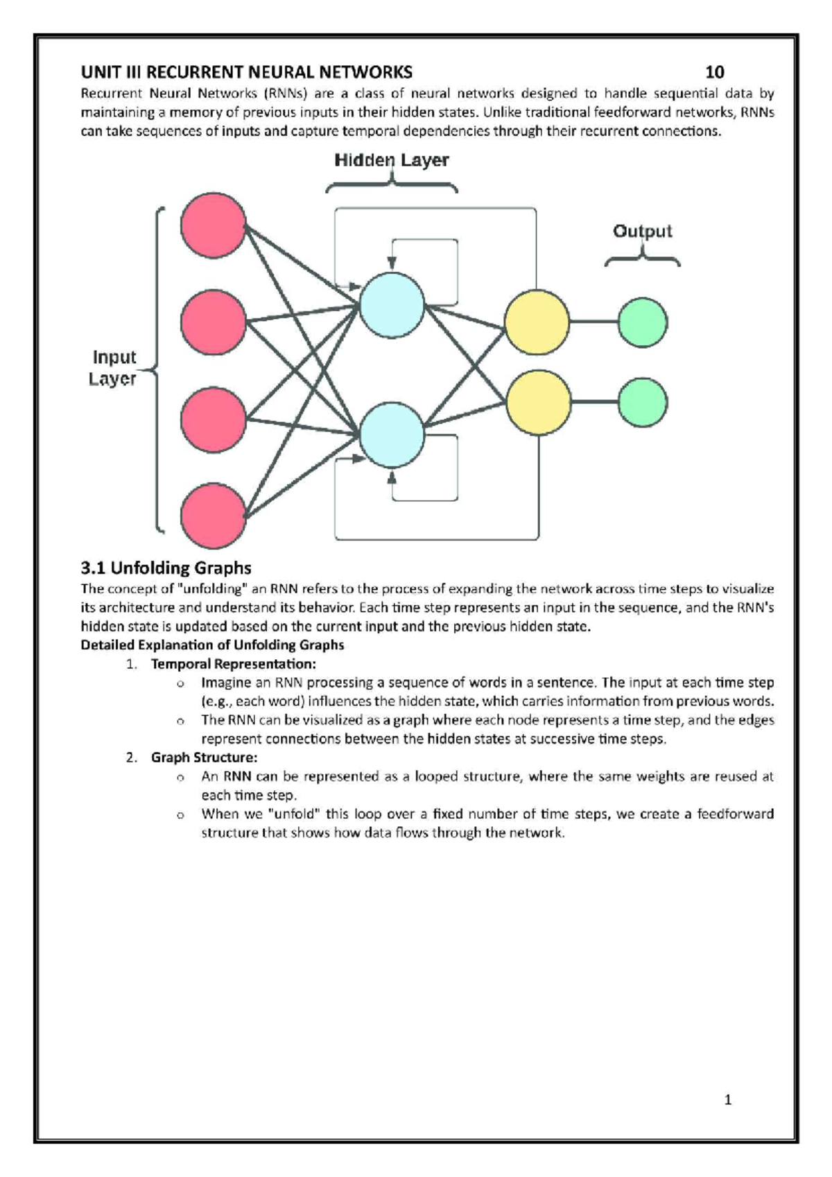 Unit 3-4-5: Understanding Recurrent Neural Networks (RNNs) - Studocu
