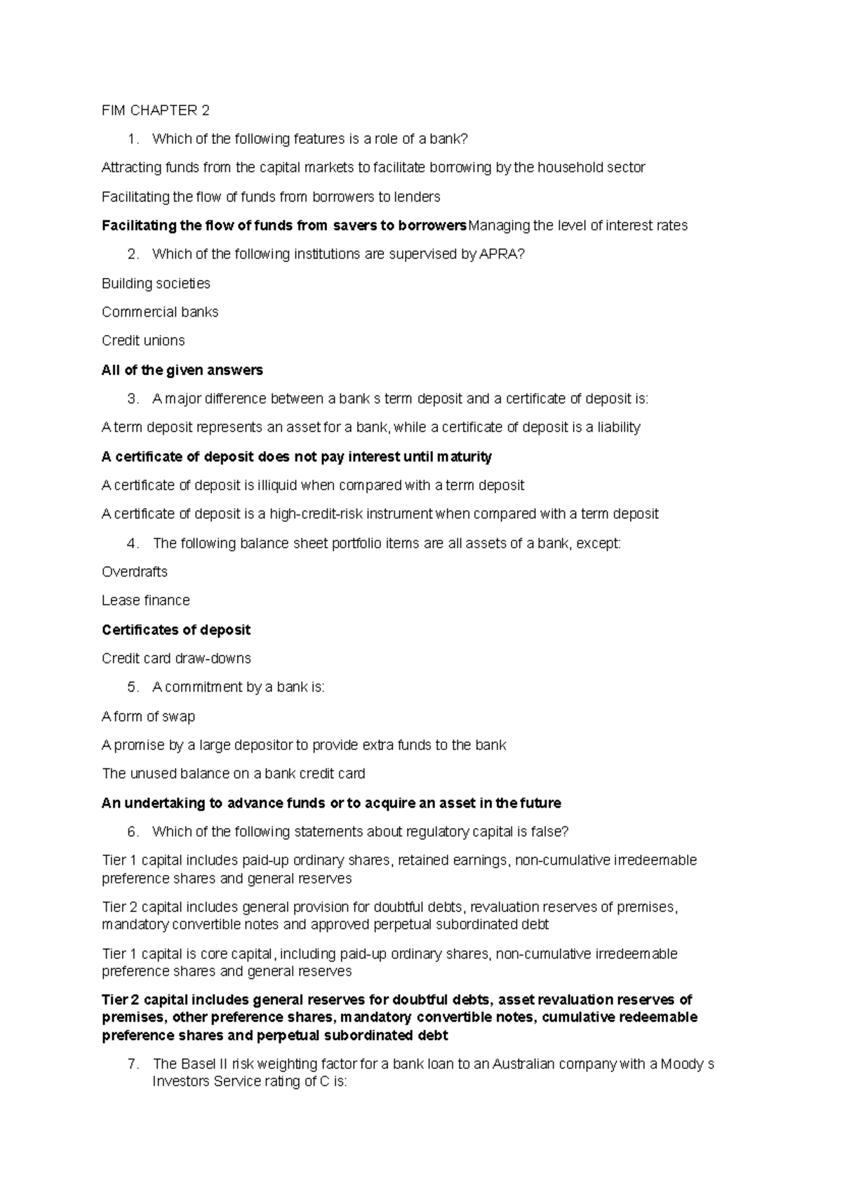 FIM Quiz: Chapter 2 - Key Concepts in Mathematics of Finance - Studocu