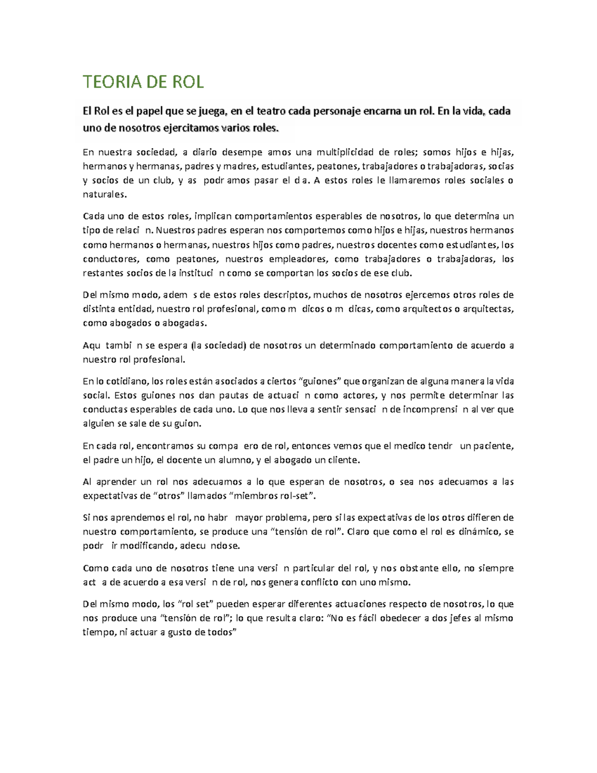 Teoría de Rol: Análisis de Comportamientos y Expectativas Sociales ...