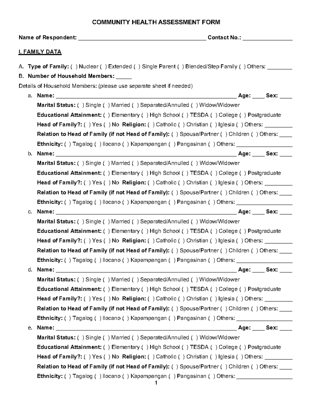 COMMUNITY HEALTH ASSESSMENT FORM (Modified 2025) - Studocu