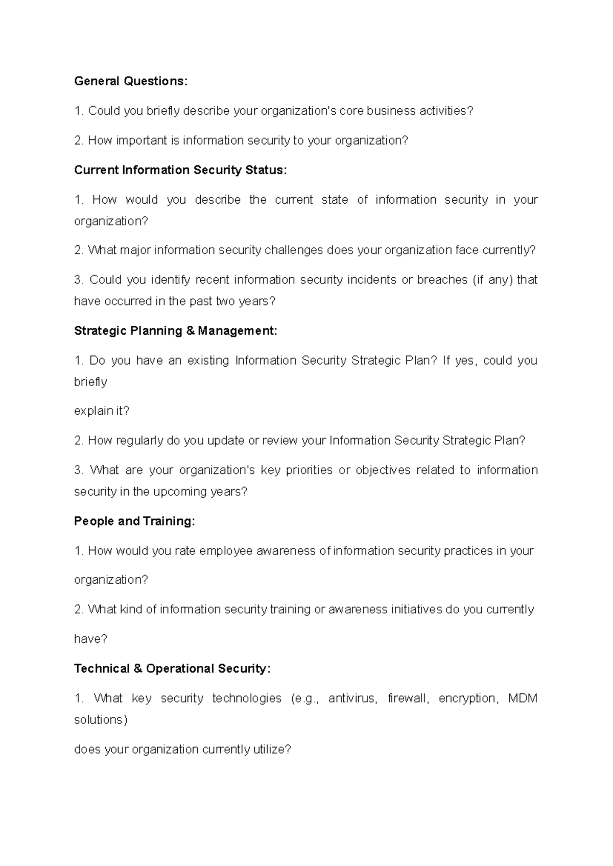 Information Security Interview Questions: Current Status & Strategies ...