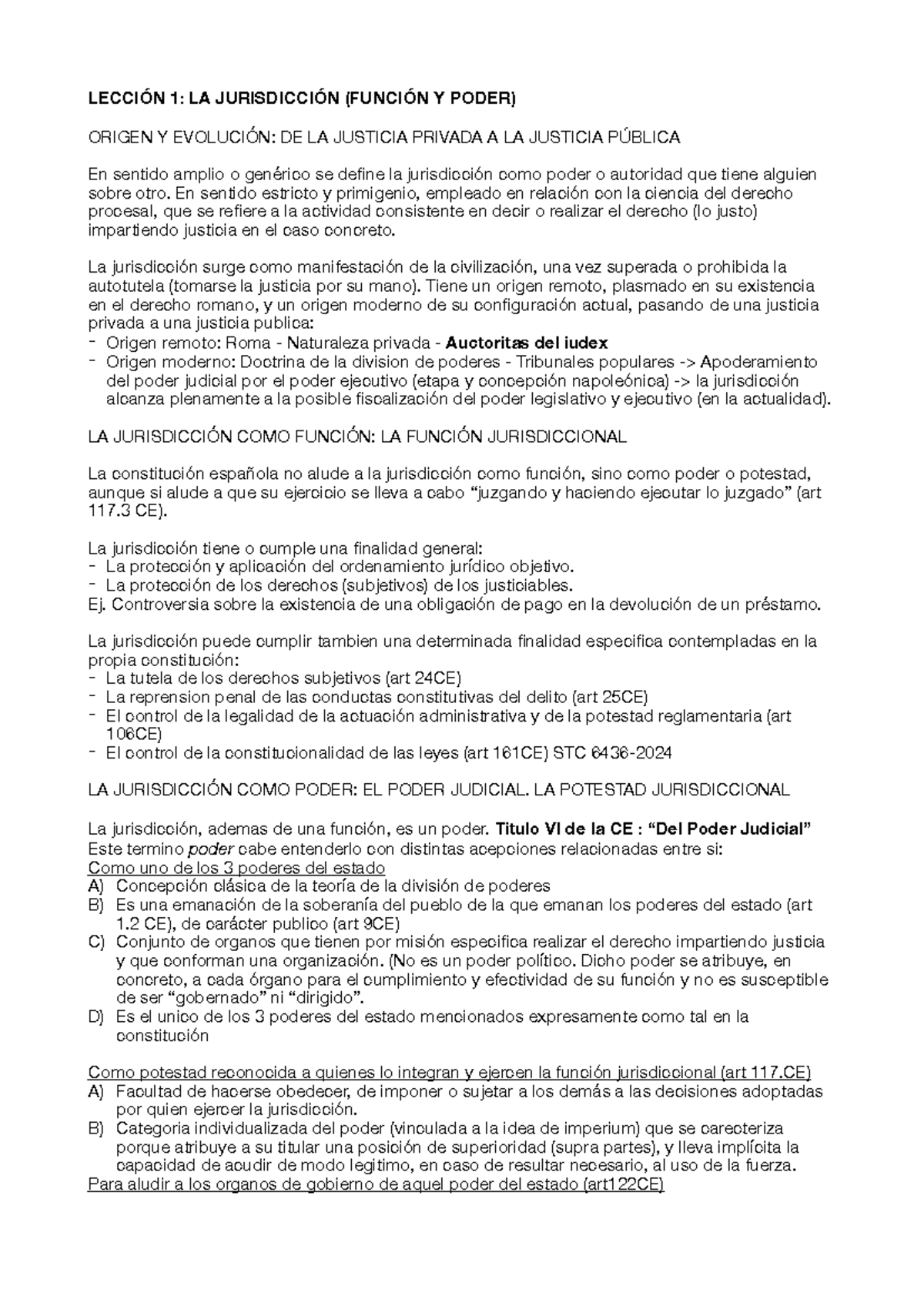 LECCIÓN 1: LA JURISDICCIÓN Y SU EVOLUCIÓN EN EL SISTEMA JUDICIAL - Studocu