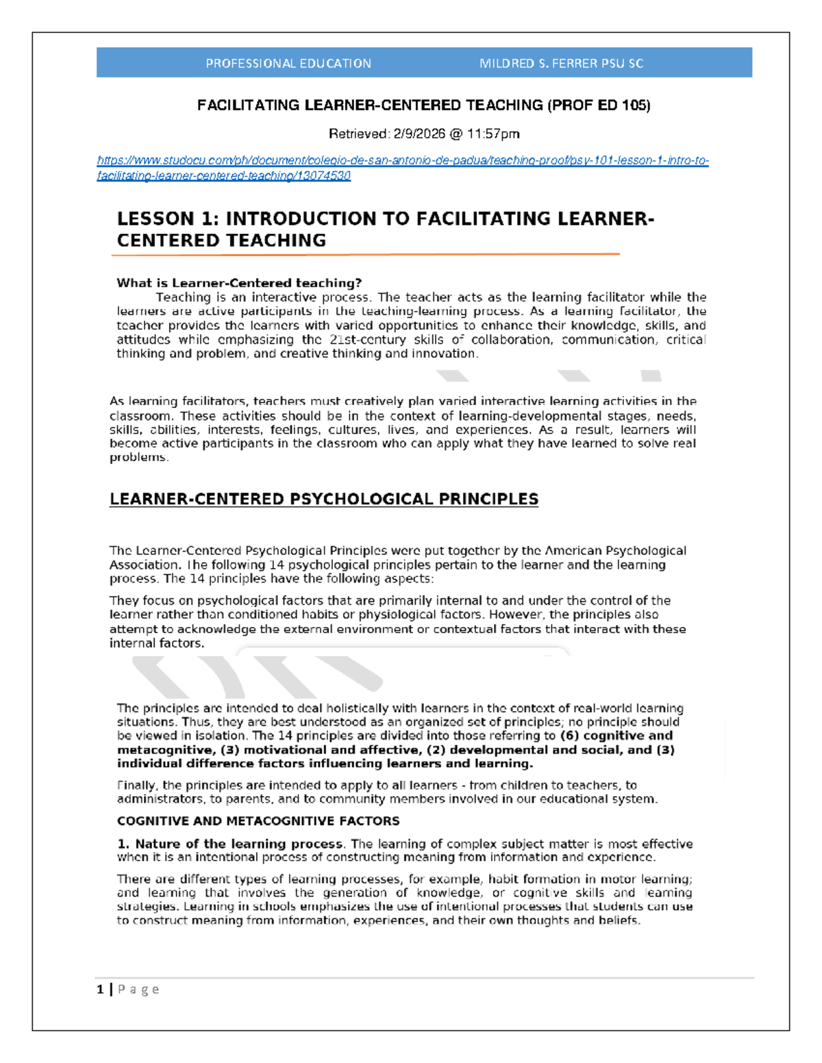 FLCT Prof-Ed-105: Active Learning & Student Engagement Strategies - Studocu