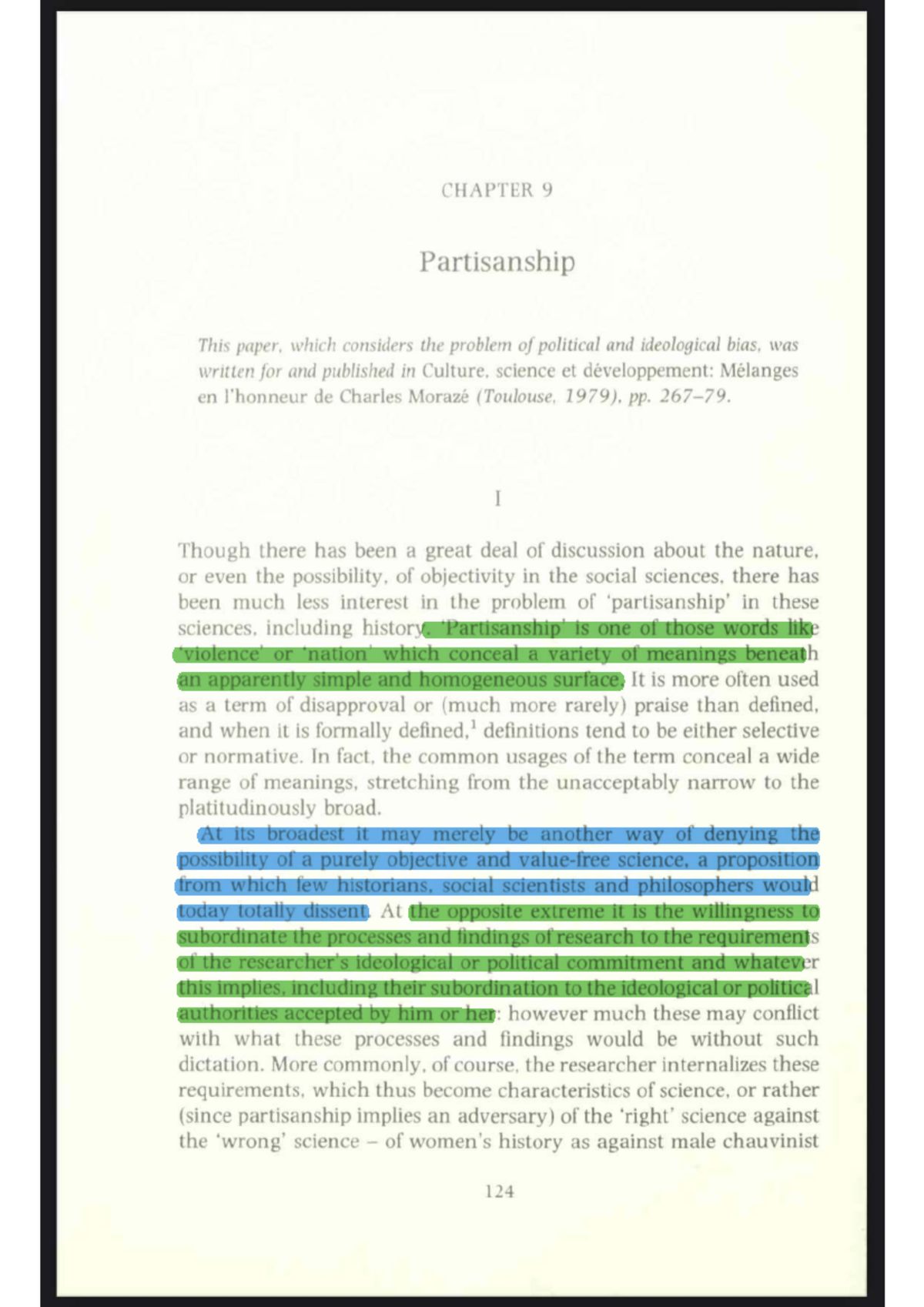 CHAPTER 9: Partisanship in Historical Methodology - Studocu