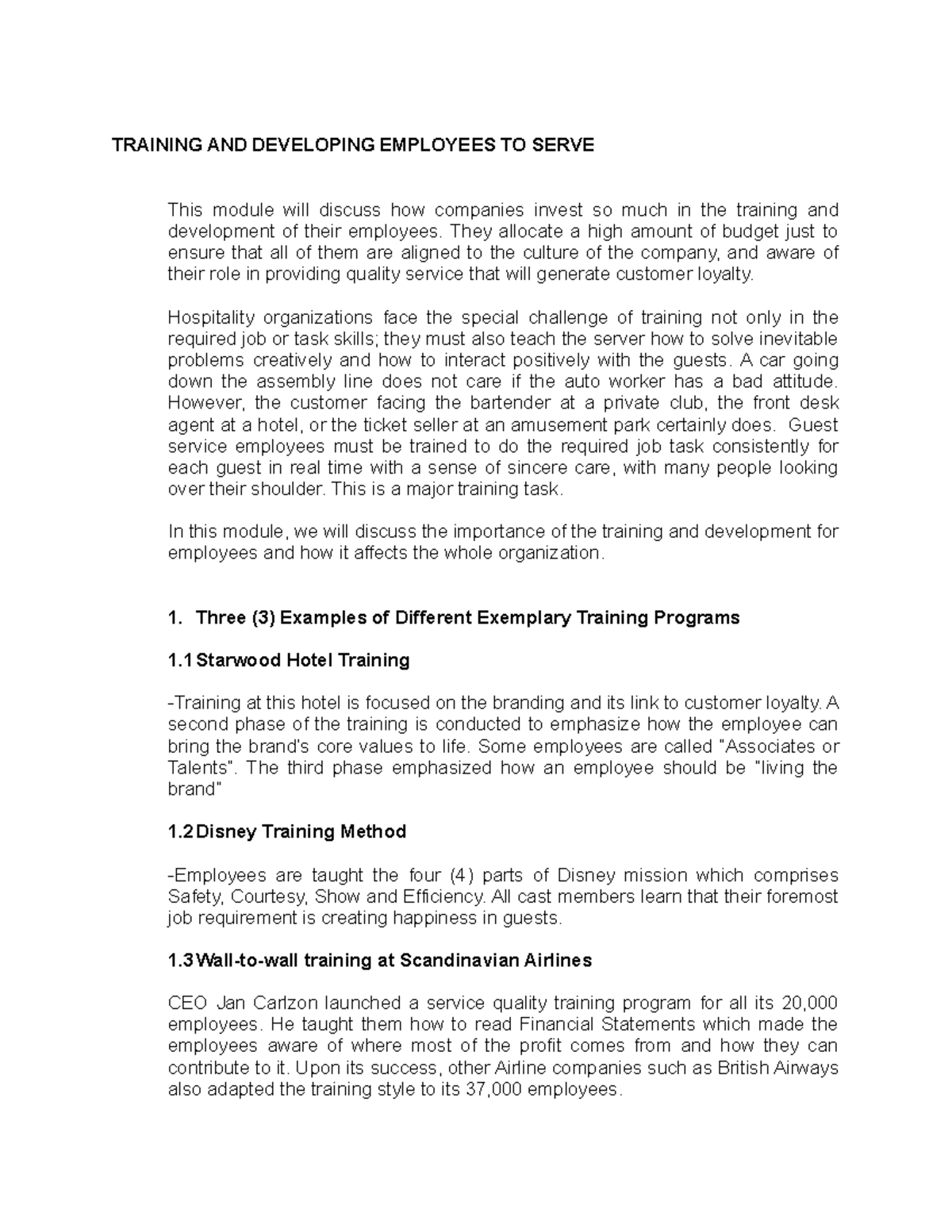 Training and Developing Employees to Serve - TRAINING AND DEVELOPING ...