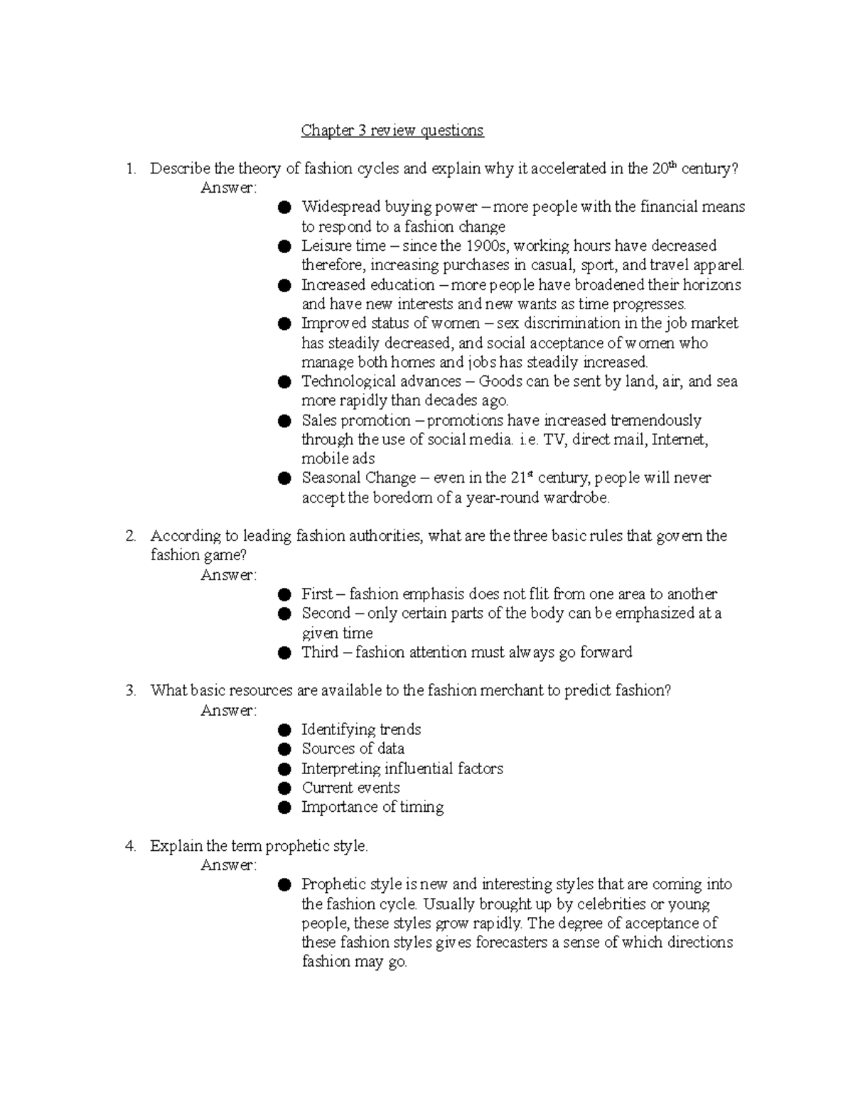Fashion 218 Chapter 3 Review Questions & Answers - Studocu