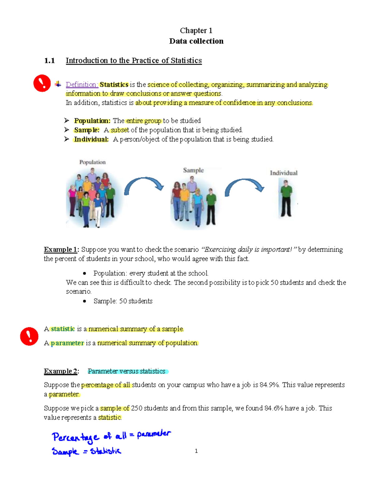 STAT101 Chapter 1 Lecture Notes: Introduction to Statistics - Studocu