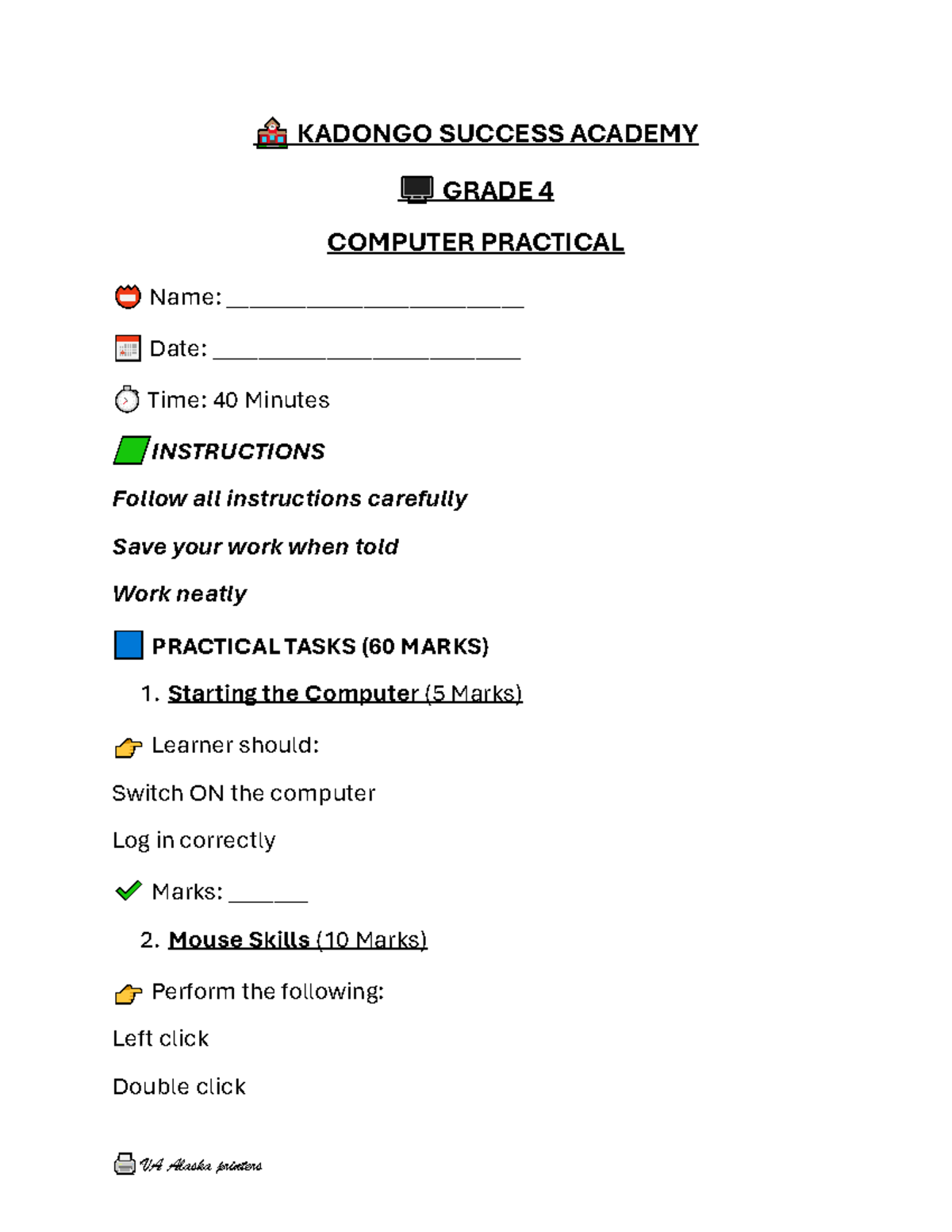KADONGO SUCCESS ACADEMY GRADE 4 COMPUTER PRACTICAL NOTES - Studocu