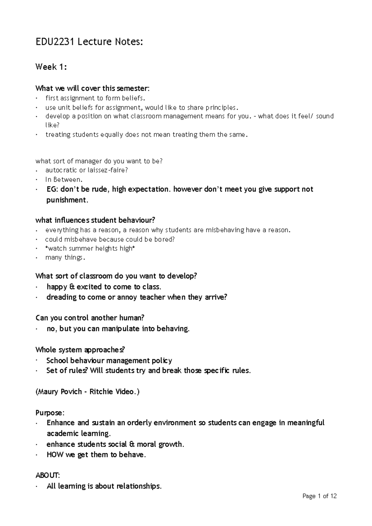 EDU2231 Lecture Notes - EDU2231 Lecture Notes: Week 1: What we will ...