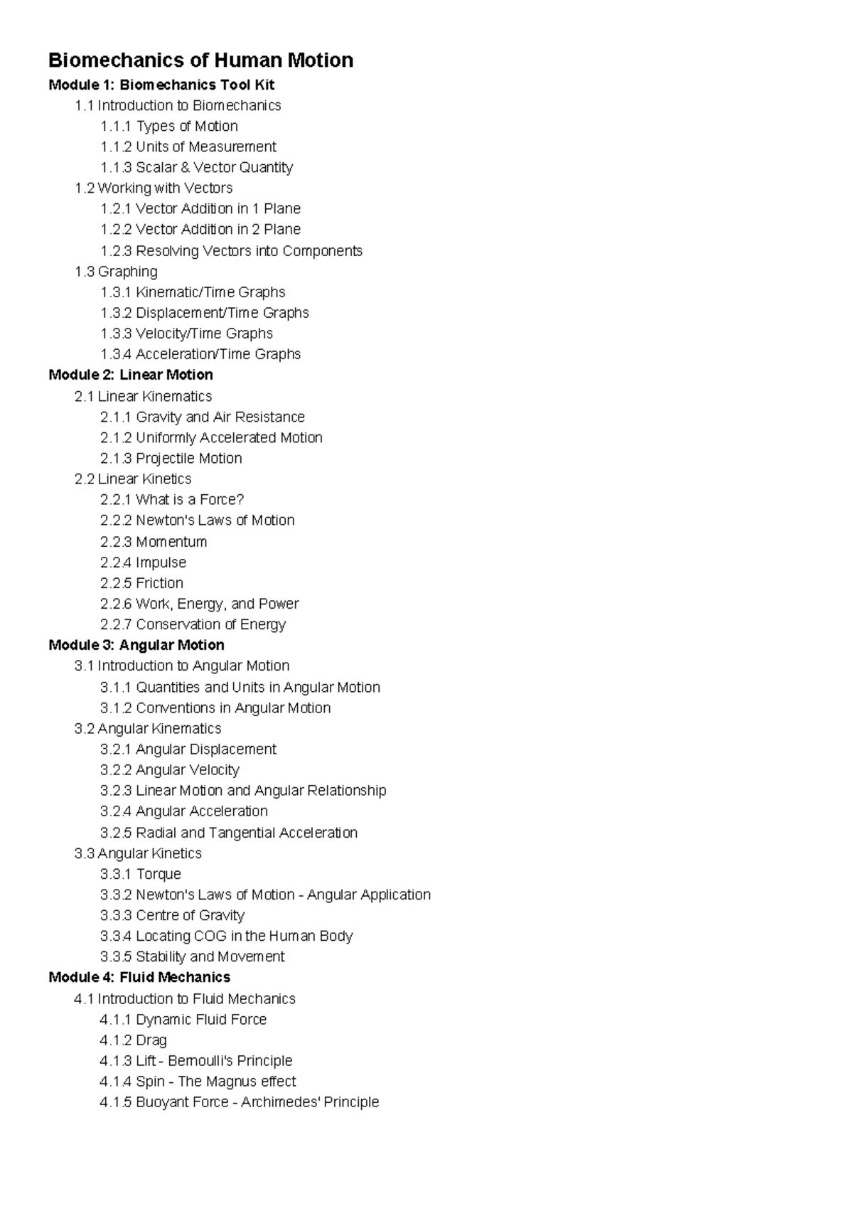 BHM - Study Notes: Biomechanics of Human Motion Overview - Studocu