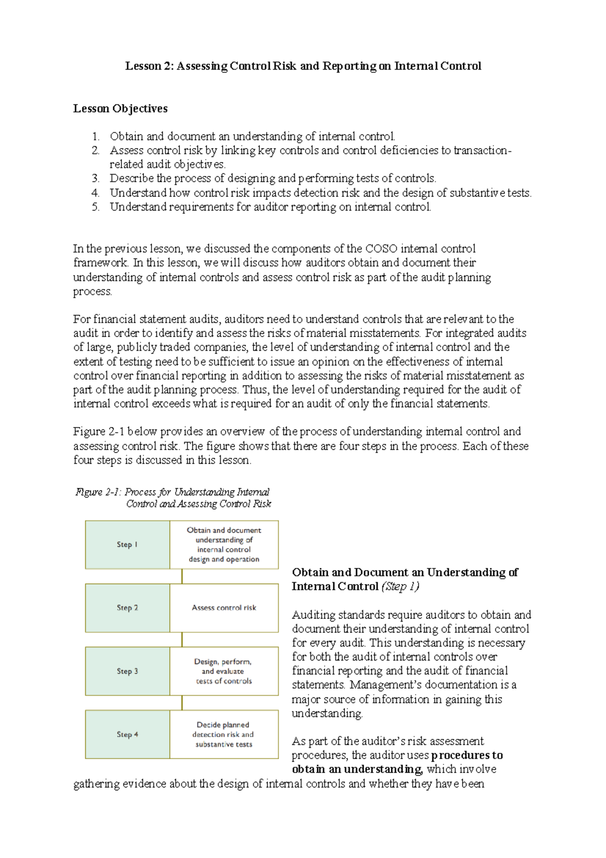 Assessing Control Risk and Reporting on Internal Control - Assess ...