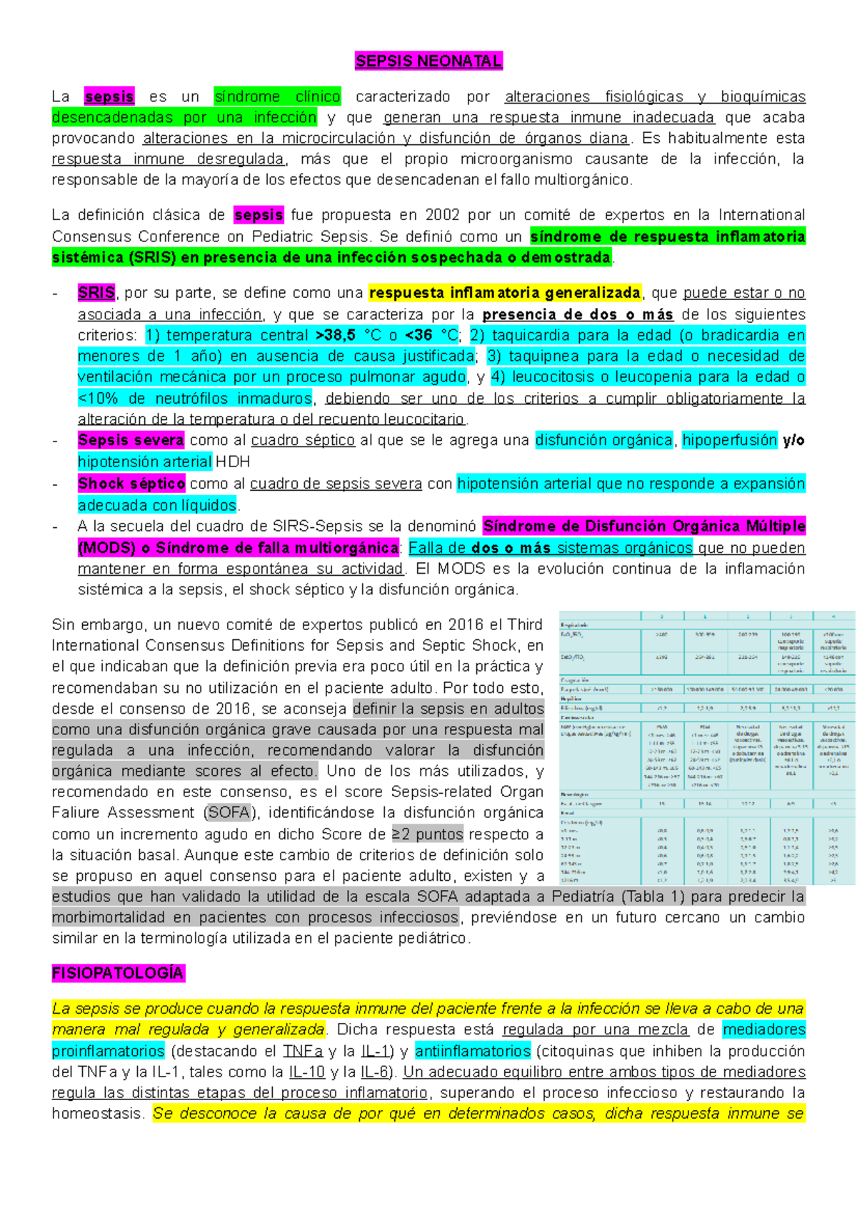 Notas sobre Sepsis Neonatal: Definición, Clasificación y Tratamiento - Document Preview