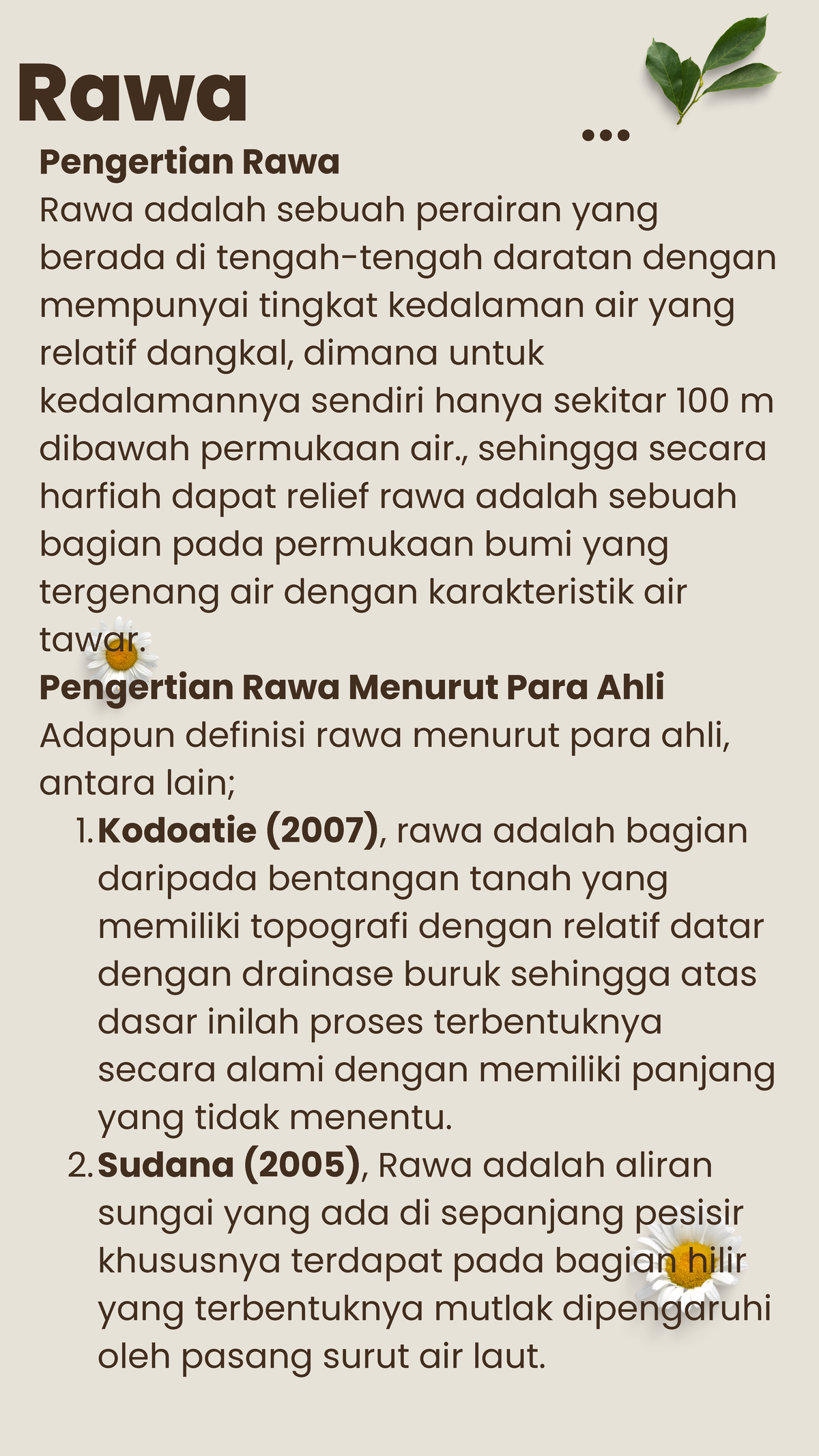 20. Pengertian Rawa: Definisi dan Karakteristik Menurut Para Ahli - Studocu