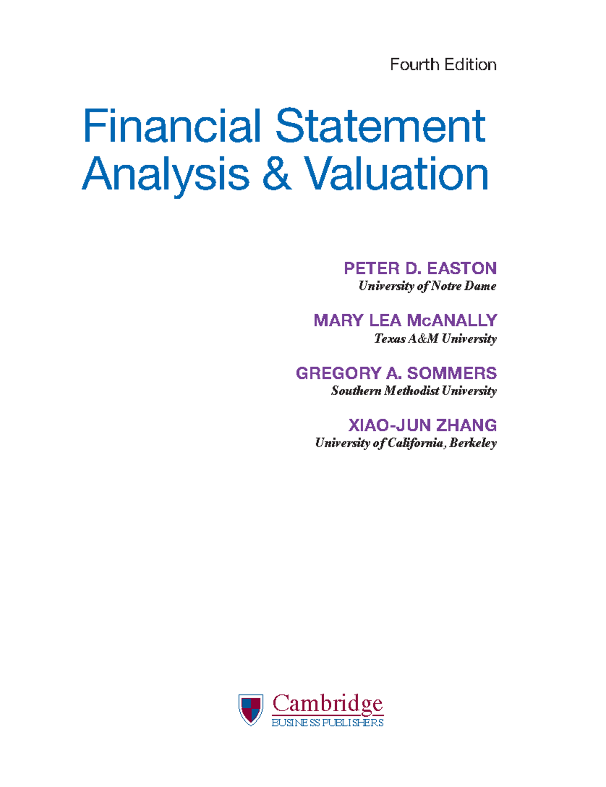 Financial Statement Analysis & Valuation (Fourth Ed) Overview - Studocu