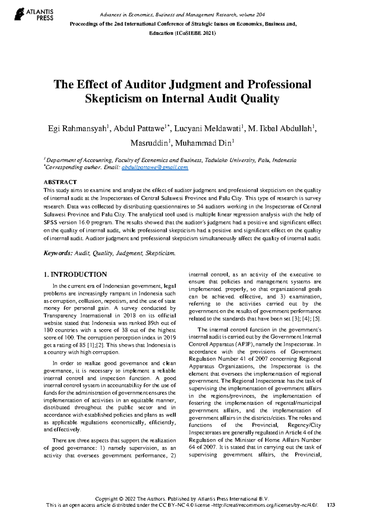 The Impact of Auditor Judgment and Skepticism on Internal Audit Quality ...
