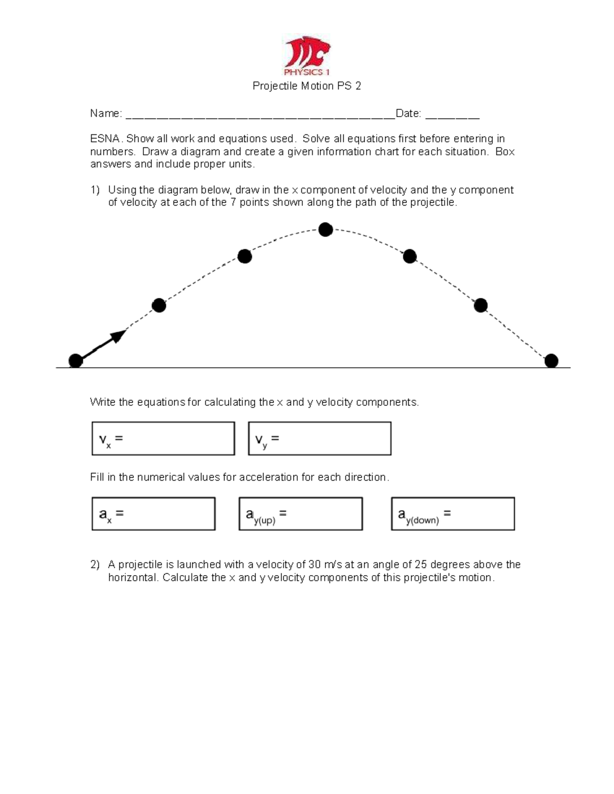 02-05 Projectile Motion Problem Set 2: Detailed Solutions and Diagrams ...