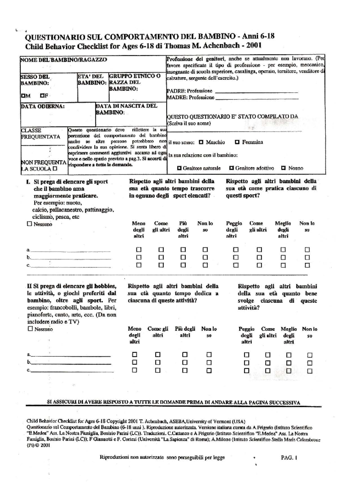 Child Behavior Checklist for Ages 1-18: Insights and Analysis (200L ...