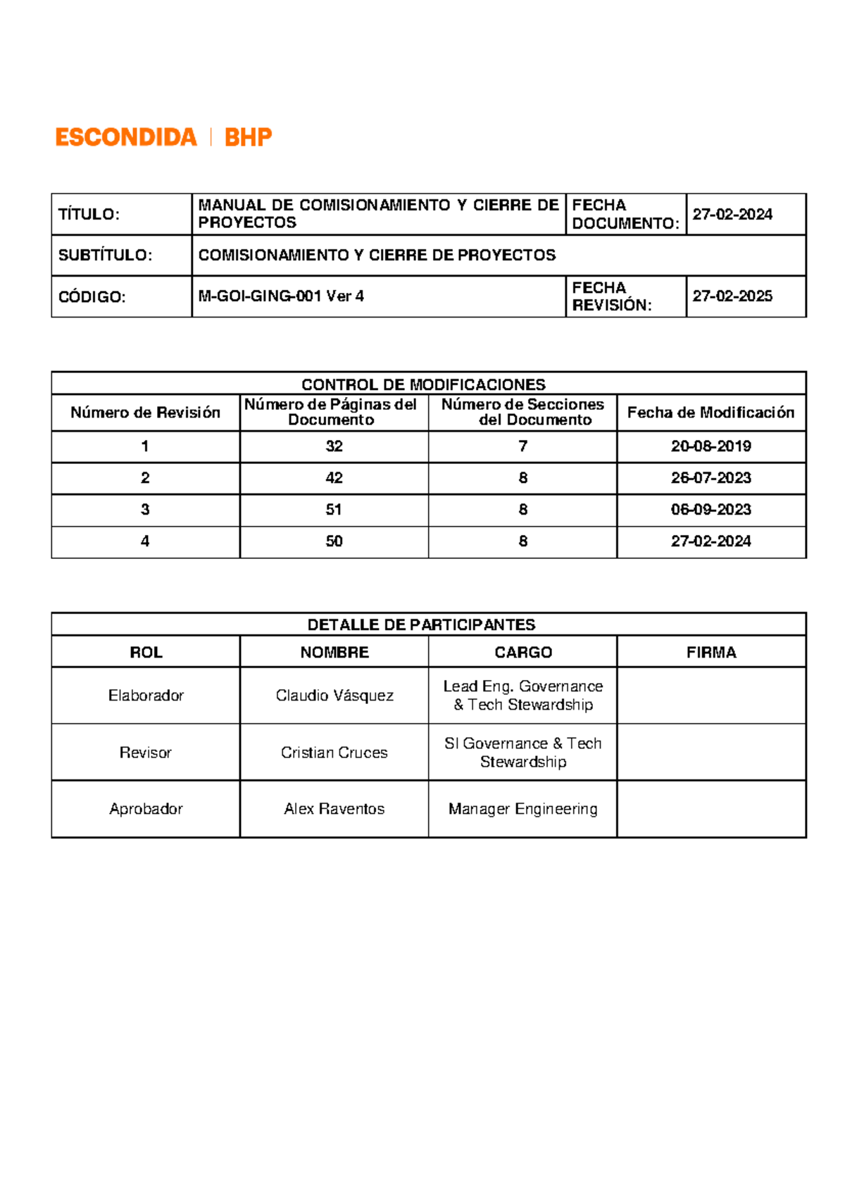 Manual de Comisionamiento y Cierre de Proyectos M-GOI-GING-001 Ver 4 - Document Preview