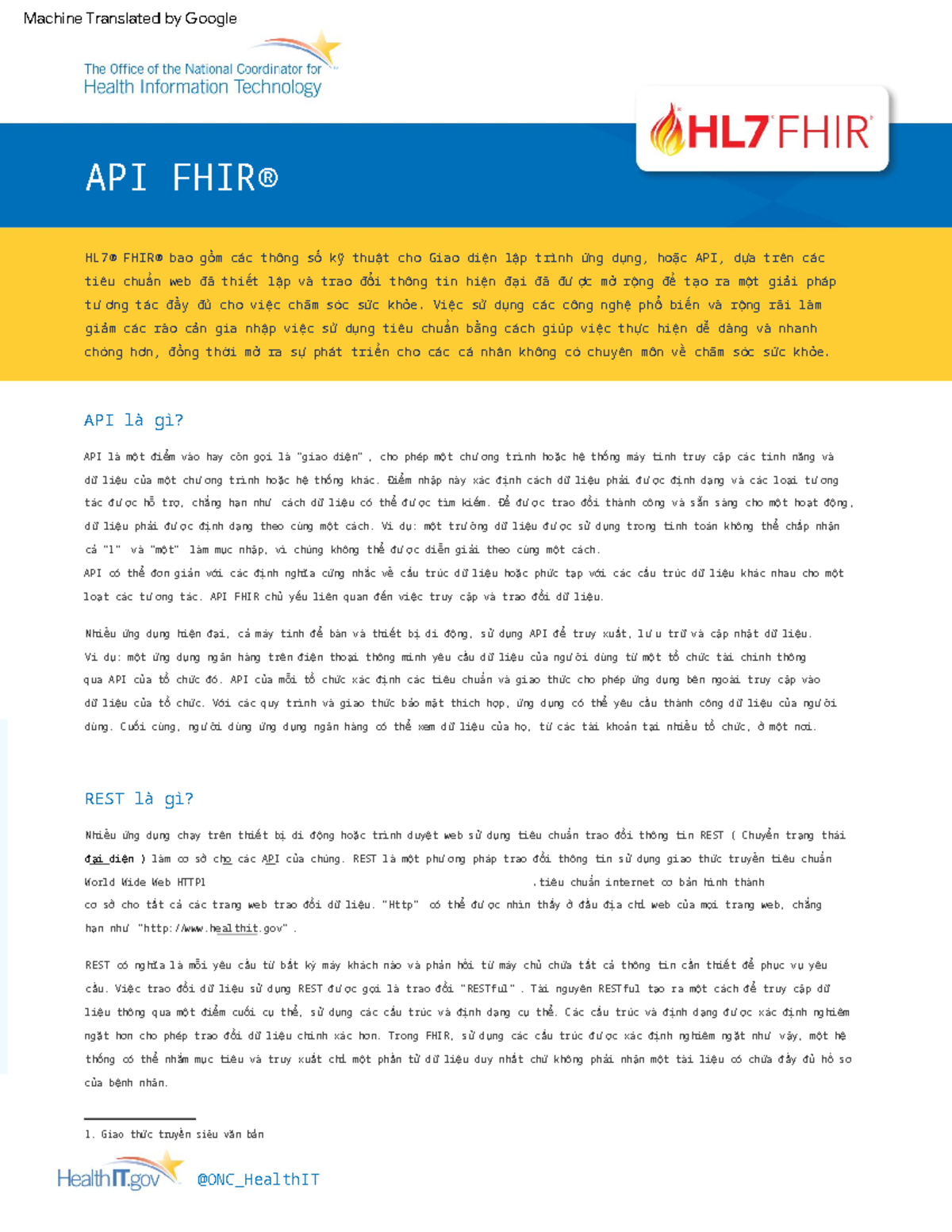 FHIR API Fact Sheet - mot mo hinh de xuất khí thải nhà kính co - API là ...