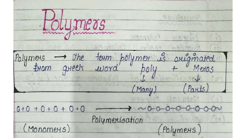 Polymer Chemistry: Lecture Notes for Course Y5232 - Studocu