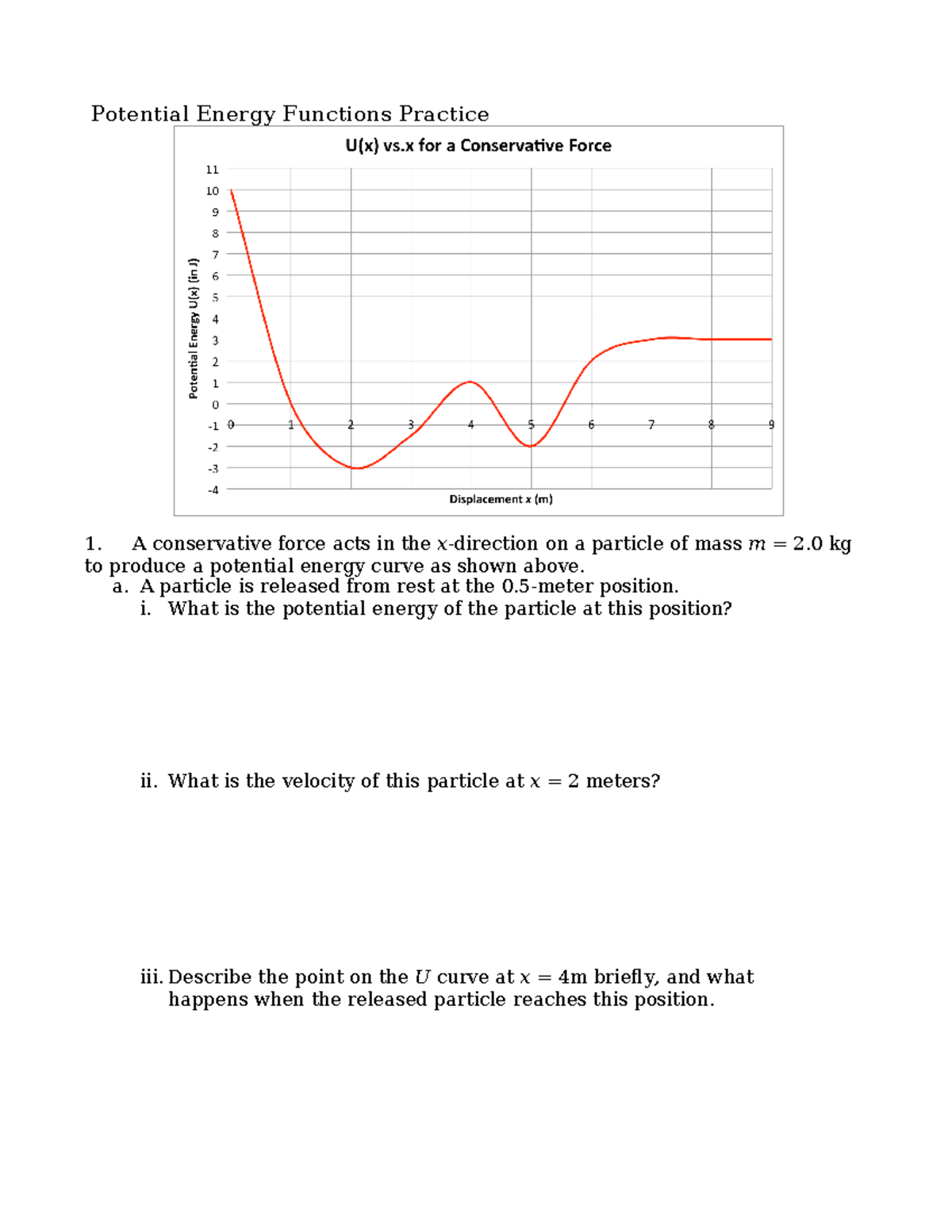 Potential Energy Functions Practice: Analysis & Application - Studocu