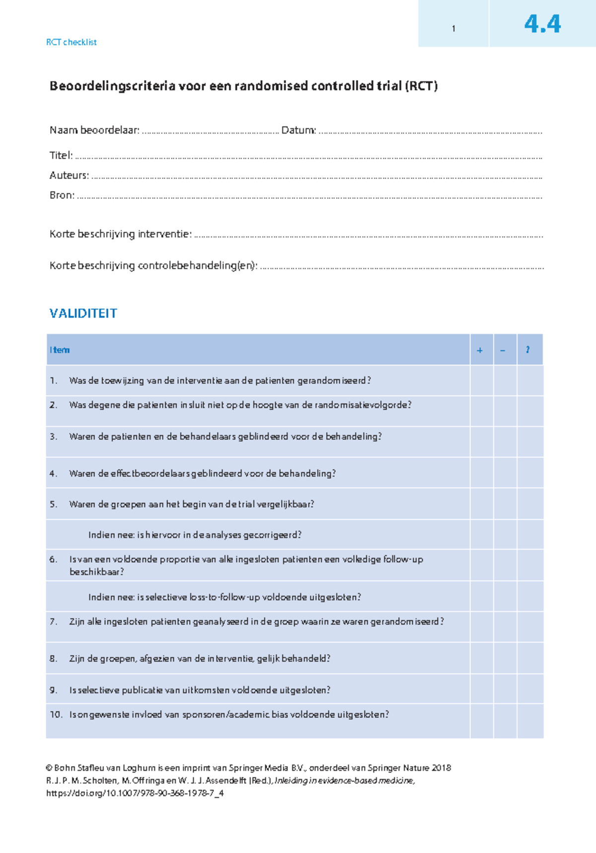 Cochrane RCT Checklist NL: Beoordelingscriteria voor Randomized Trials ...