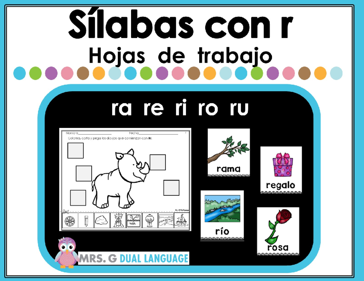 Silabas CON R - Lectura - Sílabas con r Hojas de trabajo ra re ri ro ru ...