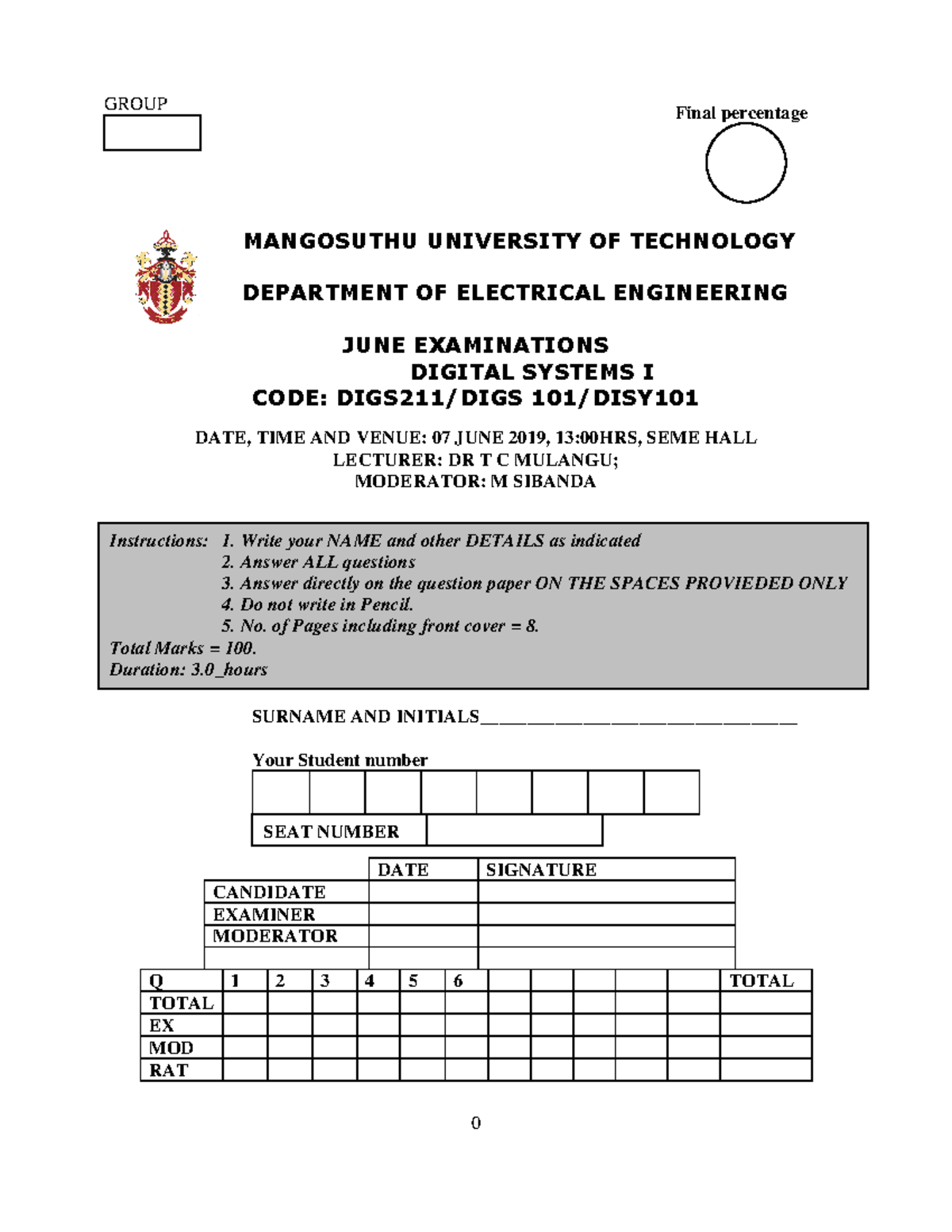 Final Exam Notes for Digital Systems I (DIGS211/DIGS101) 2019 - Studocu