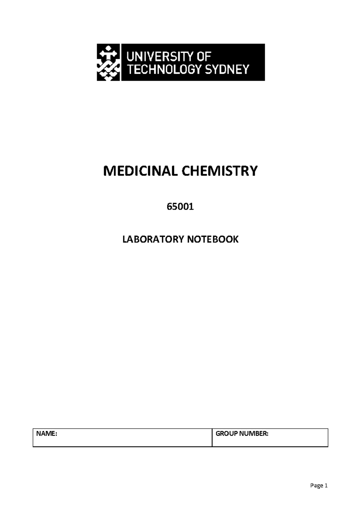 MEDICINAL CHEMISTRY 65001 LABORATORY NOTEBOOK: SAR of Carbamate ...
