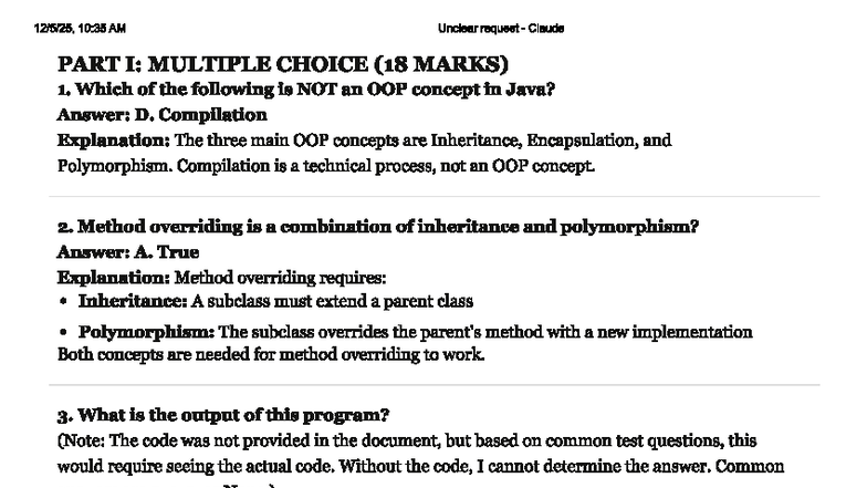 Test 1 (CS101) - Multiple Choice & Structured Questions Summary - Studocu