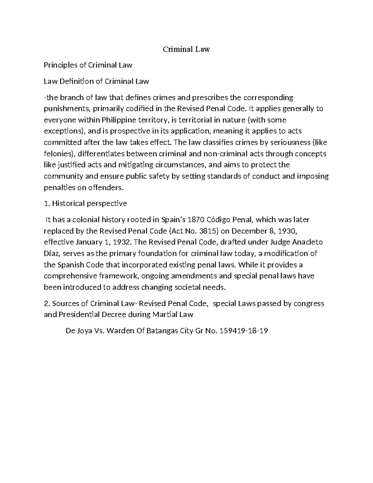 Criminal Law 1: Principles, Theories, and Key Cases Overview - Studocu