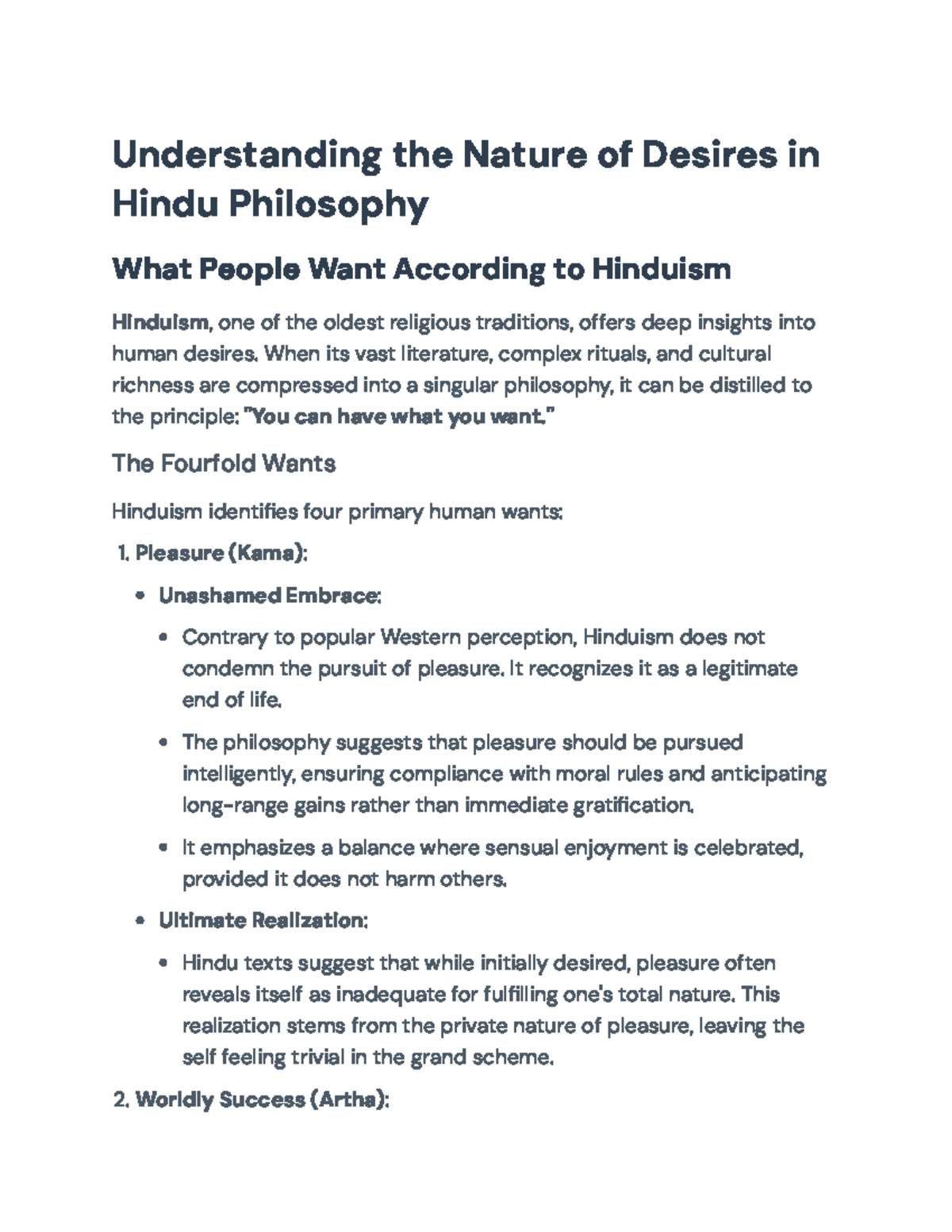 Hindu Philosophy: Understanding Human Desires and Their Paths ...