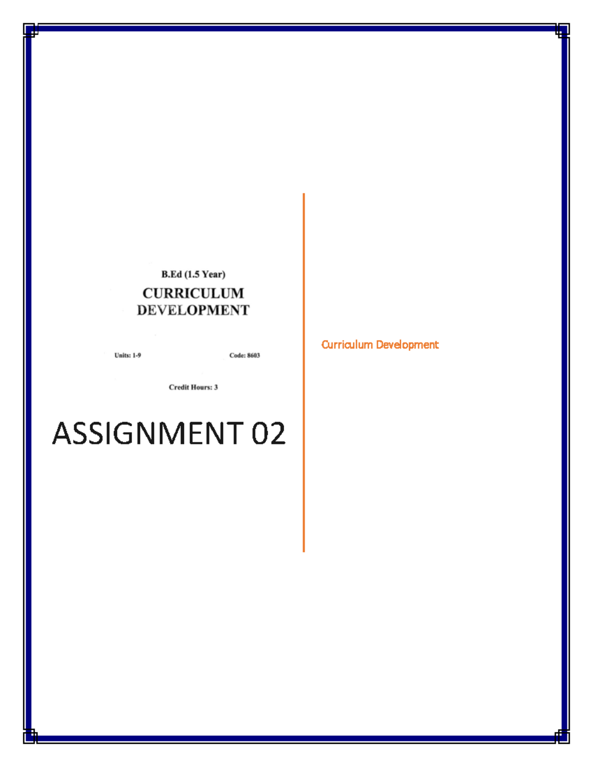 AIOU 8603 Assignment 2: Curriculum Development & Its Impact on Rural ...