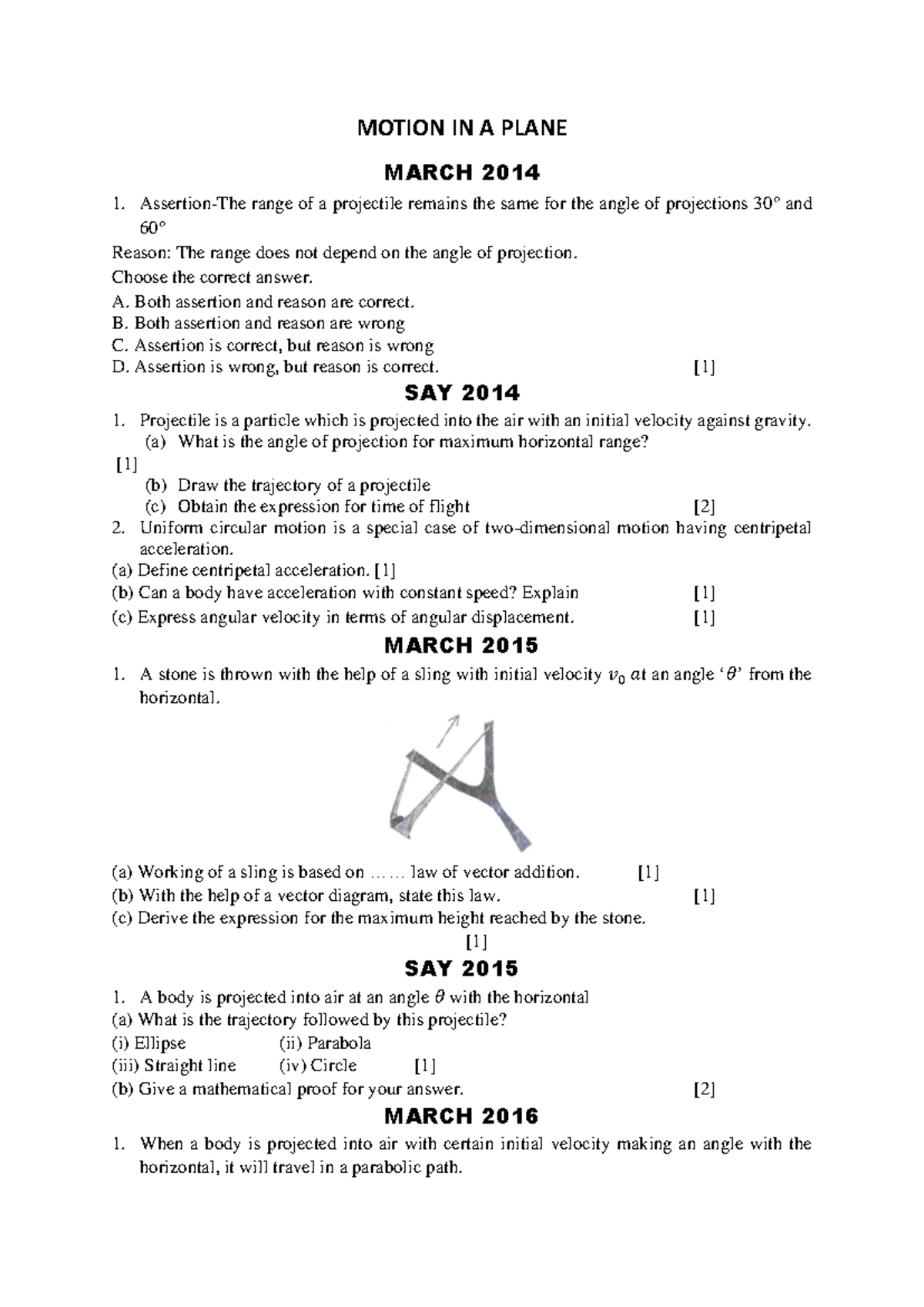 MOTION IN A PLANE - Comprehensive Study Notes for Exams - Studocu