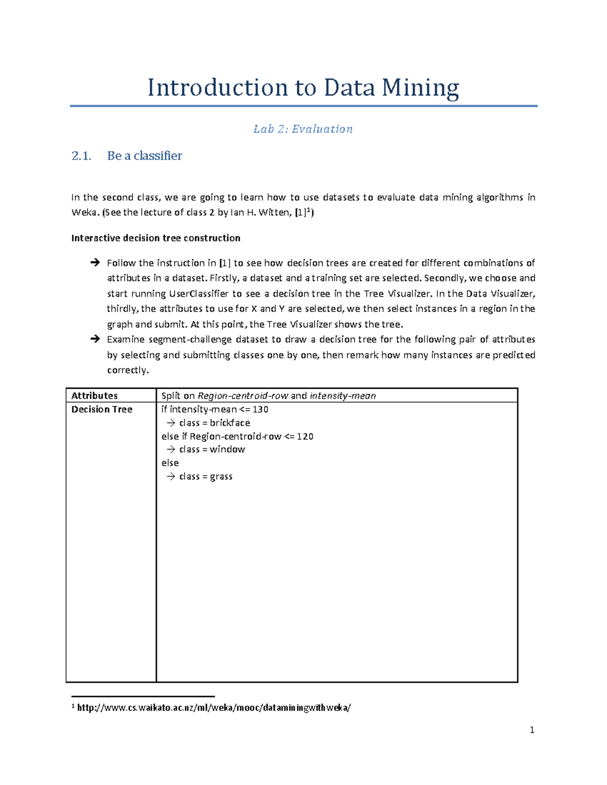 Lab 2: Evaluation of Classifiers in Data Mining (ITITIU 21219) - Studocu