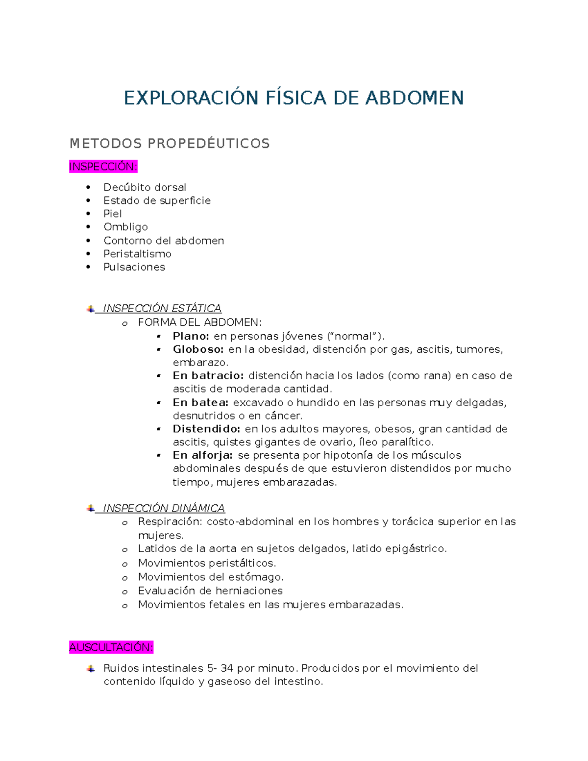 Exploración Física del Abdomen: Métodos Propedéuticos y Técnicas - Studocu