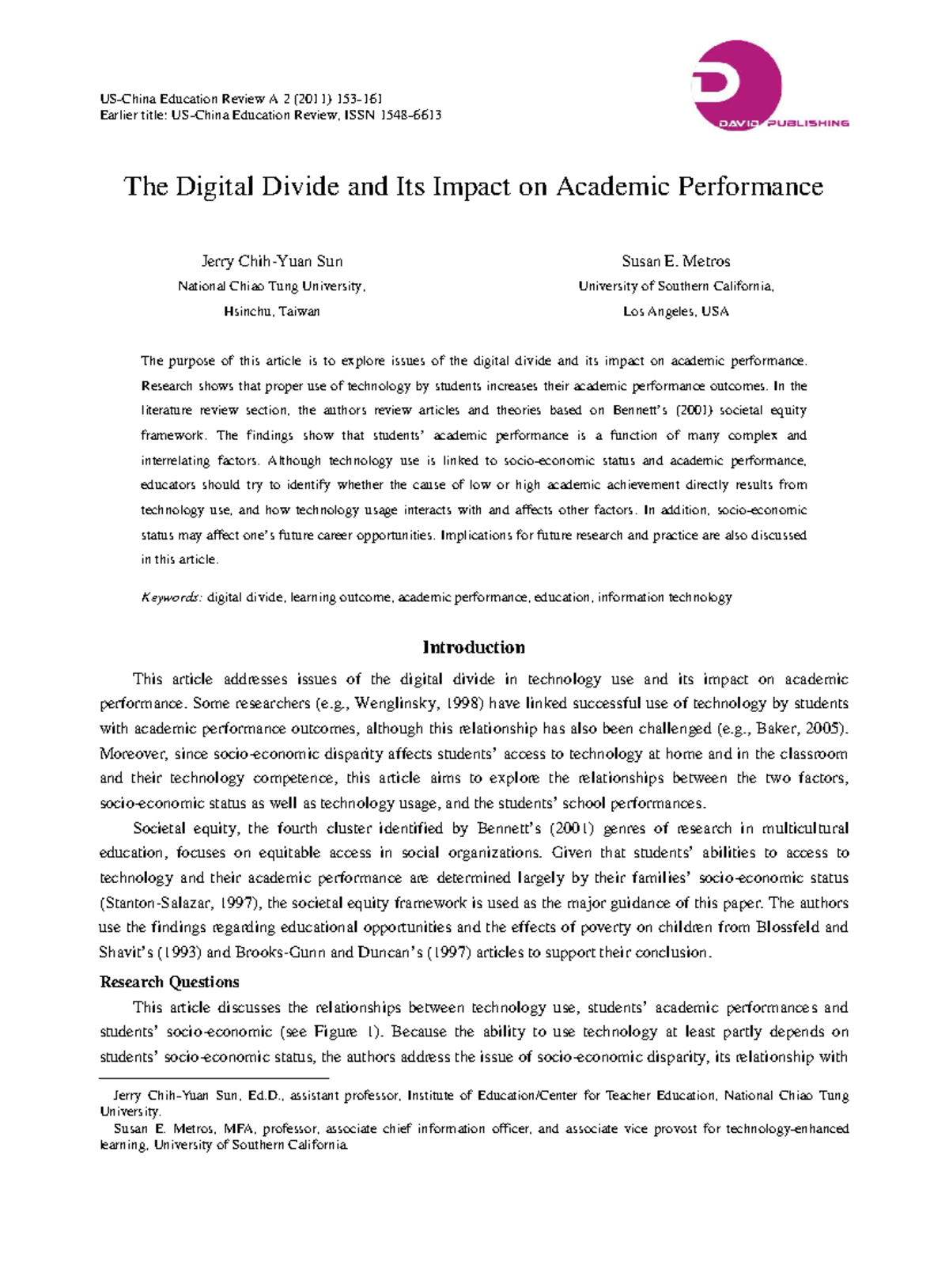 The Digital Divide and Its Impact on Academic Performance: A Review ...